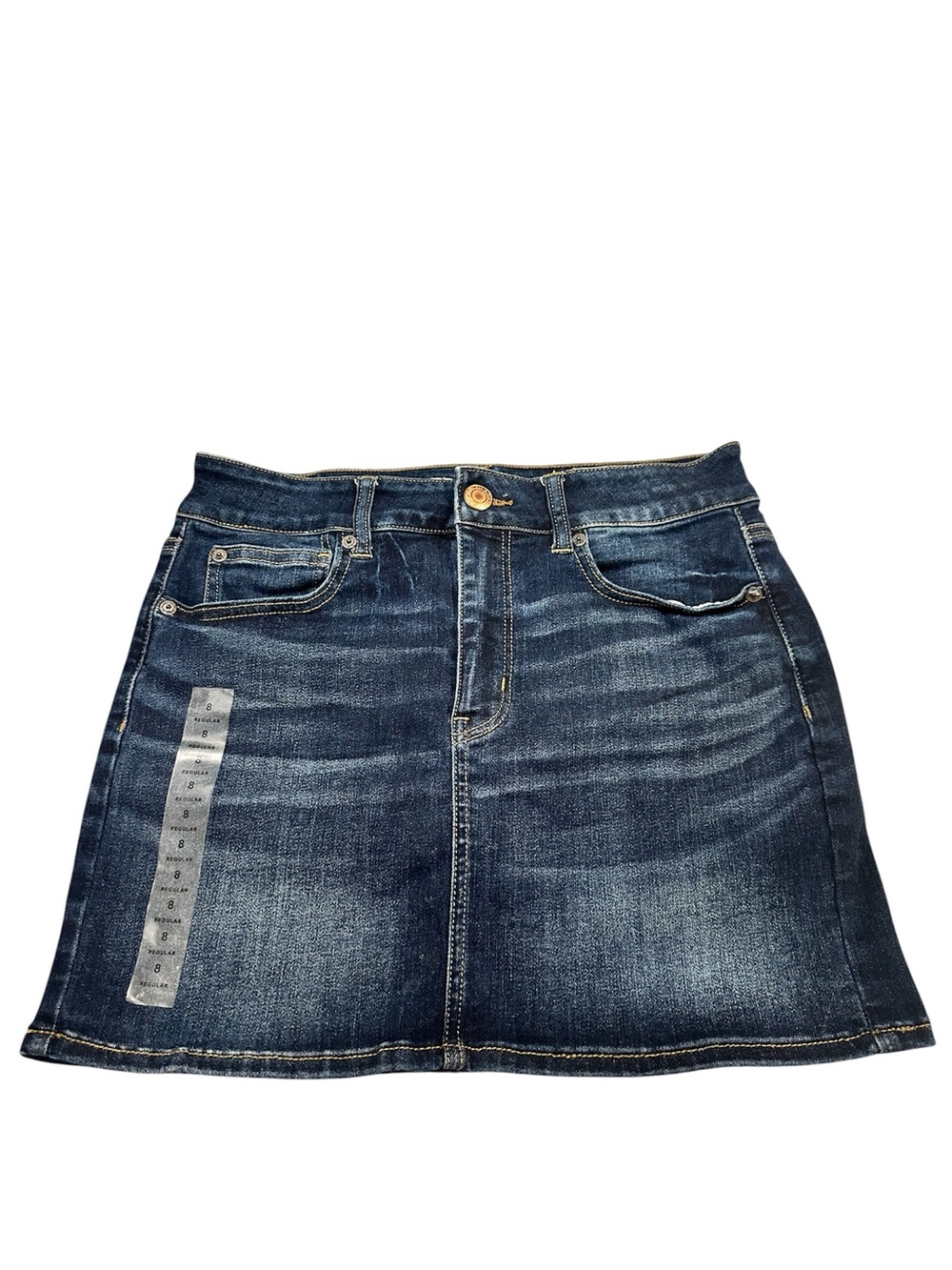 American Eagle Outfitters Dark Indigo Denim HR Mini Skirt Size 8 NWOT - Picture 3 of 7